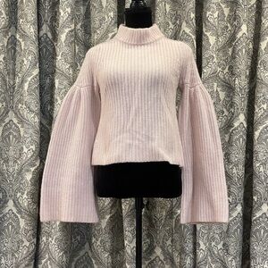 Luxurious mock neck chunky sweater with bell sleeves